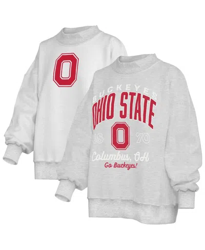 Pressbox Women's Heather Gray Ohio State Buckeyes Reversible Sweatshirt