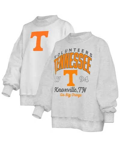 Pressbox Women's Heather Gray Tennessee Volunteers Reversible Sweatshirt In White
