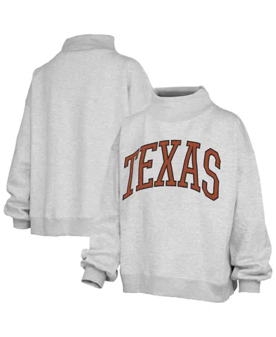 Pressbox Women's Heather Gray Texas Longhorns Oversized Nelson Mock Neck Sweatshirt