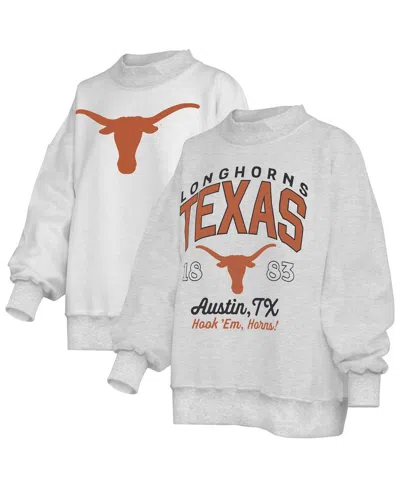 Pressbox Women's Heather Gray Texas Longhorns Reversible Sweatshirt In White