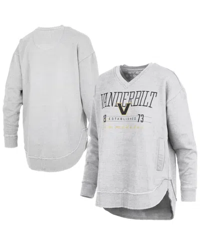 Pressbox Women's Heather Gray Vanderbilt Commodores Marcus East Hall Poncho V-neck Sweatshirt