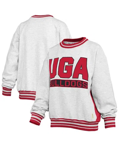 Pressbox Women's Heather Gray/red Georgia Bulldogs Endzone Crewneck Sweatshirt In Multi