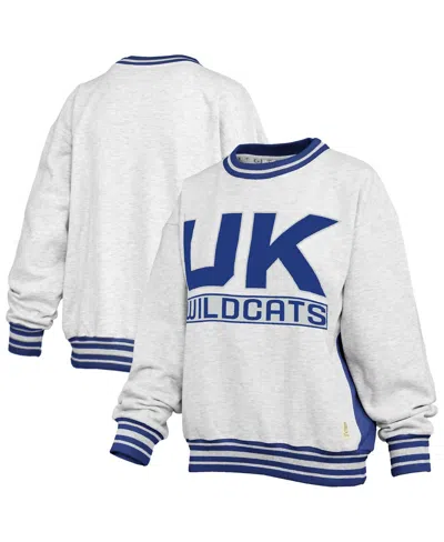 Pressbox Women's Heather Gray/royal Kentucky Wildcats Endzone Crewneck Sweatshirt In Multi