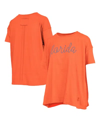 Pressbox Women's Heather Orange Florida Gators Swirl Script Twisted Team Color Stitched Oversized T-shirt