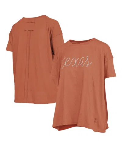 Pressbox Women's Heather Texas Orange Texas Longhorns Swirl Script Twisted Team Color Stitched Oversized T-sh In Red