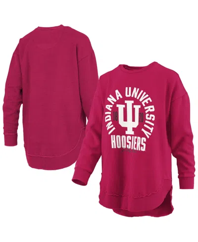 Pressbox Women's Indiana Hoosiers Blitz Fleece-lined Crewneck Sweatshirt In Crimson