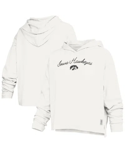 Pressbox Women's Iowa Hawkeyes Faye Hooded Long Sleeve Slub T-shirt In White