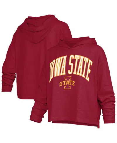 Pressbox Women's Iowa State Cyclones Nelson Arch Over Logo Long Sleeve Hooded Slub T-shirt In Cardinal