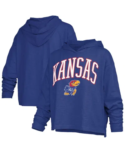 Pressbox Women's Kansas Jayhawks Nelson Long Sleeve Hooded Slub T-shirt In Royal