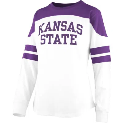 Pressbox Women's Kansas State University Half-back Top In White/purple In Multi