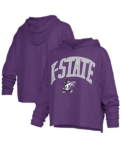 Pressbox Women's Kansas State Wildcats Nelson Hooded Long-sleeve Slub T-shirt In Purple