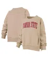 Pressbox Women's Khaki Florida State Seminoles Pocketed Raglan Pullover Sweatshirt In Khaki