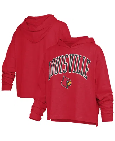 Pressbox Women's Louisville Cardinals Nelson Arch Over Logo Hooded Long Sleeve Oversized-fit T-shirt In Red