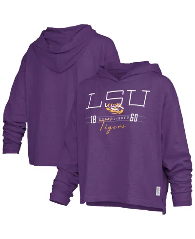 Pressbox Women's Lsu Tigers Castillo Hooded Slub Long-sleeve T-shirt In Purple