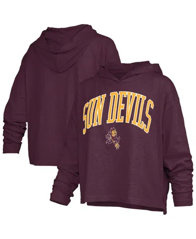 Pressbox Women's Maroon Arizona State Sun Devils Nelson Arch Over Logo Long Sleeve Hooded Slub T-shirt In Burgundy
