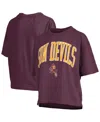 Pressbox Maroon Arizona State Sun Devils Nelson Arch Over Logo Waist Length Oversized Slub T-shirt In Purple