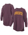 Pressbox Maroon Minnesota Golden Gophers Melange Poncho Vintage Fleece Long Sleeve Pullover Sweatsh In Purple