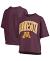Pressbox Maroon Minnesota Golden Gophers Nelson Arch Over Logo Waist Length Oversized Slub T-shirt In White