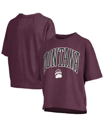 Pressbox Women's Maroon Montana Grizzlies Oversized Nelson Arch Over Logo Slub T-shirt