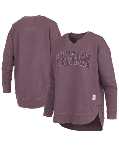 Pressbox Women's Maroon Texas A&m Aggies Westin Poncho V-neck Pullover Sweatshirt In Purple