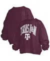 Pressbox Women's Maroon Texas A M Aggies Janise Arch Over Logo Waist Length Oversized Pullover Sweatshirt In Burgundy