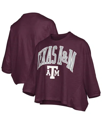 Pressbox Women's Maroon Texas A M Aggies Midi Arch Over Logo Oversized T-shirt In Burgundy
