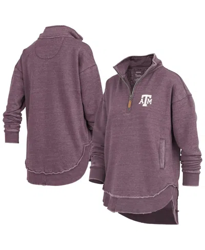 Pressbox Women's Maroon Texas A M Aggies Northfork Sojourn Poncho Quarter-zip Sweatshirt In Burgundy