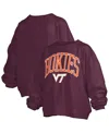 Pressbox Women's Maroon Virginia Tech Hokies Janise Arch Over Logo Waist Length Oversized Pullover Sweatshirt