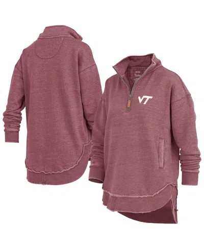 Pressbox Women's Maroon Virginia Tech Hokies Northfork Sojourn Poncho Quarter-zip Sweatshirt In Burgundy