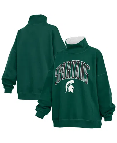 Pressbox Women's Michigan State Spartans Oversized Mock Neck Sweatshirt In Green