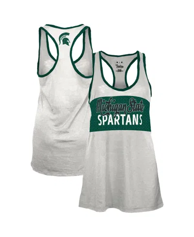 Pressbox Women's Michigan State Spartans Tracy Burnout Scoop Neck Racerback Tank Top In White
