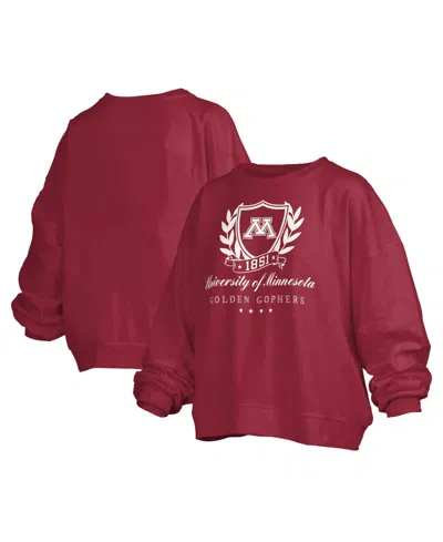 Pressbox Women's Minnesota Golden Gophers Janice Oversized Fleece-lined Embroidered-graphic Pullover Sweatshi In Maroon