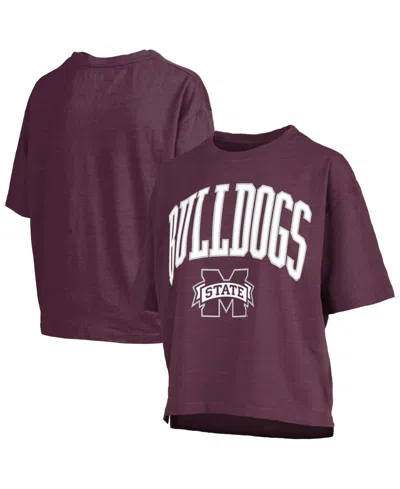 Pressbox Women's Mississippi State Bulldogs Nelson Slub Crewneck T-shirt In Maroon