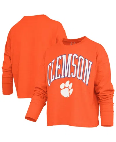 Pressbox Women's Motley Boxy Burnout Long-sleeve T-shirt In Orange