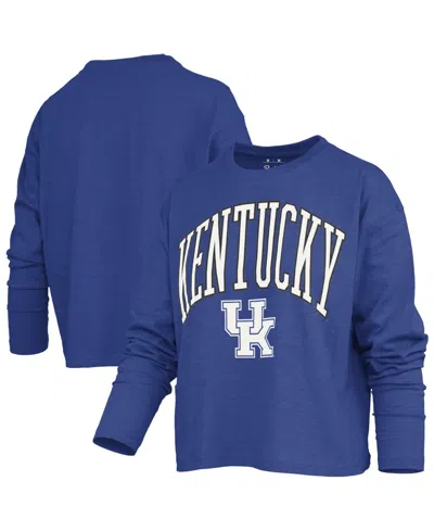 Pressbox Women's Motley Long-sleeve Boxy-fit Burnout Crewneck T-shirt In Royal