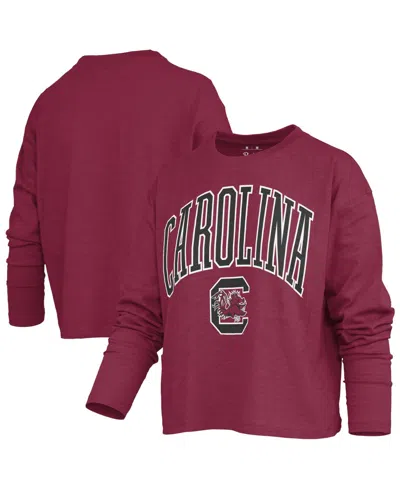 Pressbox Women's Motley South Carolina Gamecocks Long-sleeve Boxy-fit T-shirt In Garnet