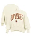 Pressbox Women's Natural Arizona State Sun Devils Oversized Waist-length Crewneck Sweatshirt In Neutral