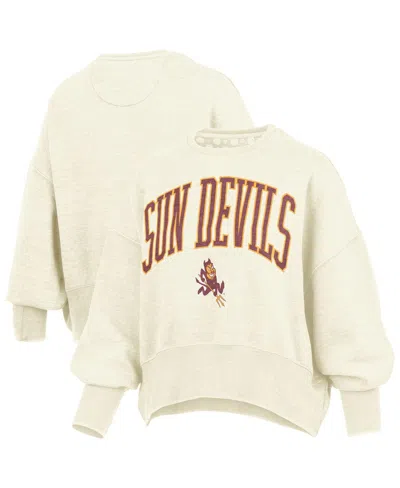 Pressbox Women's Natural Arizona State Sun Devils Oversized Waist-length Crewneck Sweatshirt In Neutral