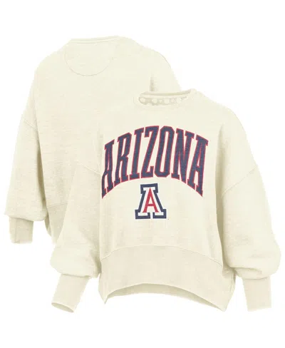 Pressbox Women's Natural Arizona Wildcats Oversized Waist-length Crewneck Sweatshirt In Neutral