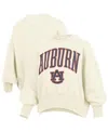 Pressbox Women's Natural Auburn Tigers Oversized Waist-length Crewneck Sweatshirt In Brown