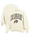 Pressbox Women's Natural Colorado Buffaloes Oversized Waist-length Crewneck Sweatshirt In Neutral