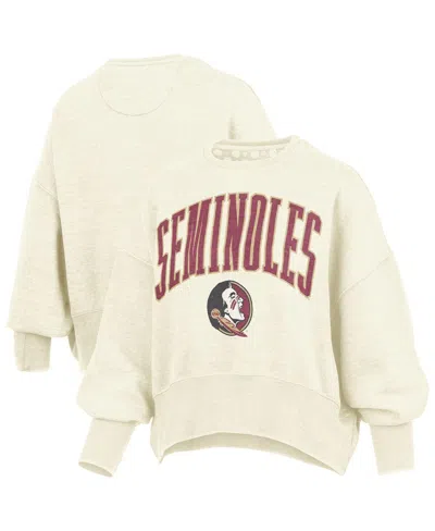 Pressbox Women's Natural Florida State Seminoles Oversized Waist-length Crewneck Sweatshirt In Brown