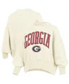 Pressbox Women's Natural Georgia Bulldogs Oversized Waist-length Crewneck Sweatshirt In Brown