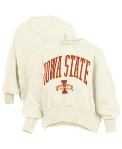 Pressbox Natural Iowa State Cyclones Oversized Waist-length Crewneck Sweatshirt In Brown