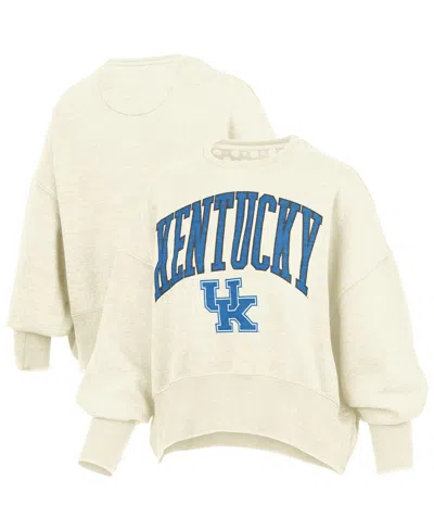 Pressbox Women's Natural Kentucky Wildcats Oversized Waist-length Crewneck Sweatshirt In Brown