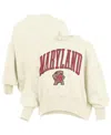 Pressbox Women's Natural Maryland Terrapins Oversized Waist-length Crewneck Sweatshirt In Neutral