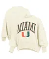 Pressbox Women's Natural Miami Hurricanes Oversized Waist-length Crewneck Sweatshirt In Neutral