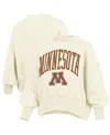 Pressbox Women's Natural Minnesota Golden Gophers Oversized Waist-length Crewneck Sweatshirt In Brown