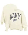 Pressbox Natural Navy Midshipmen Oversized Waist-length Crewneck Sweatshirt In Brown