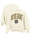 Pressbox Women's Natural Notre Dame Fighting Irish Oversized Waist-length Crewneck Sweatshirt In Brown